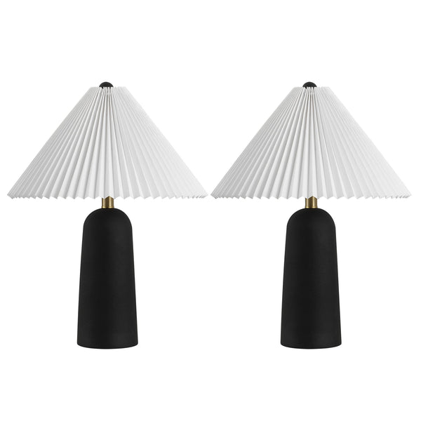 Safavieh Reese, 22 Inch Black Resin Table Lamp Set Of 2 - Modern Elegance For Your Home Décor & Ambiance Black Resin Body ,Fabric Shade Tbl4636a-set2