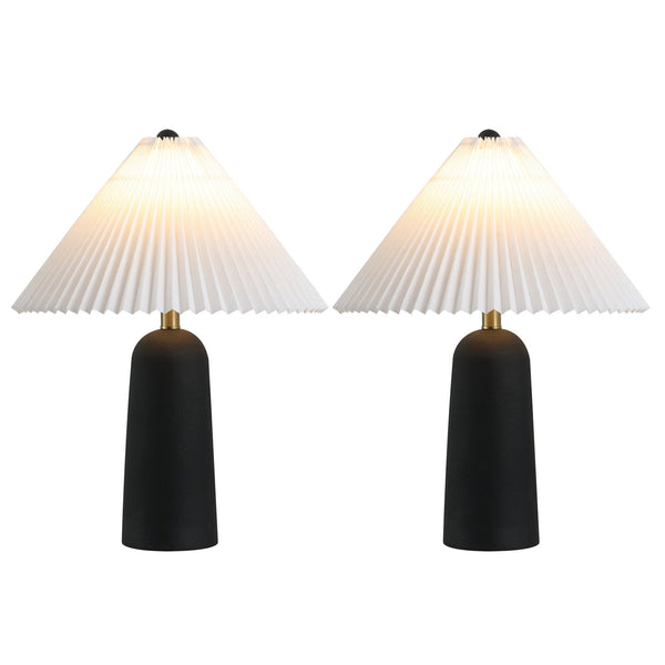 Safavieh Reese, 22 Inch Black Resin Table Lamp Set Of 2 - Modern Elegance For Your Home Décor & Ambiance Black Resin Body ,Fabric Shade Tbl4636a-set2