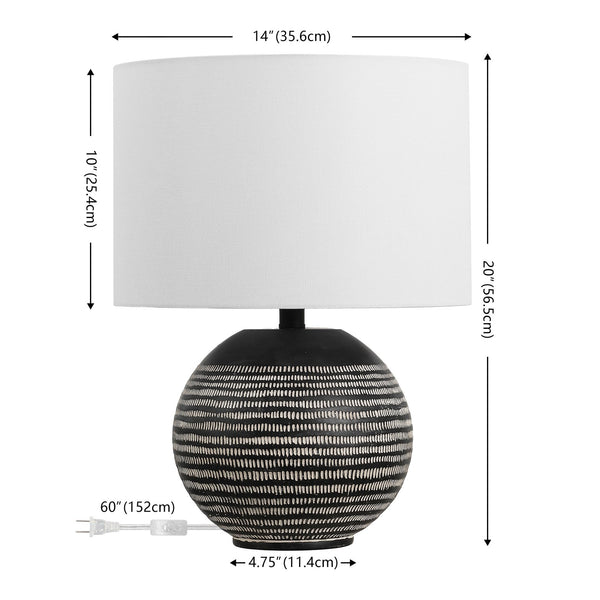 Safavieh Soto, Elegant 20 Inch Black Resin Table Lamp Set Of 2 - Perfect For Home Décor & Ambiance Black Resin Body ,Fabric Shade Tbl4637a-set2