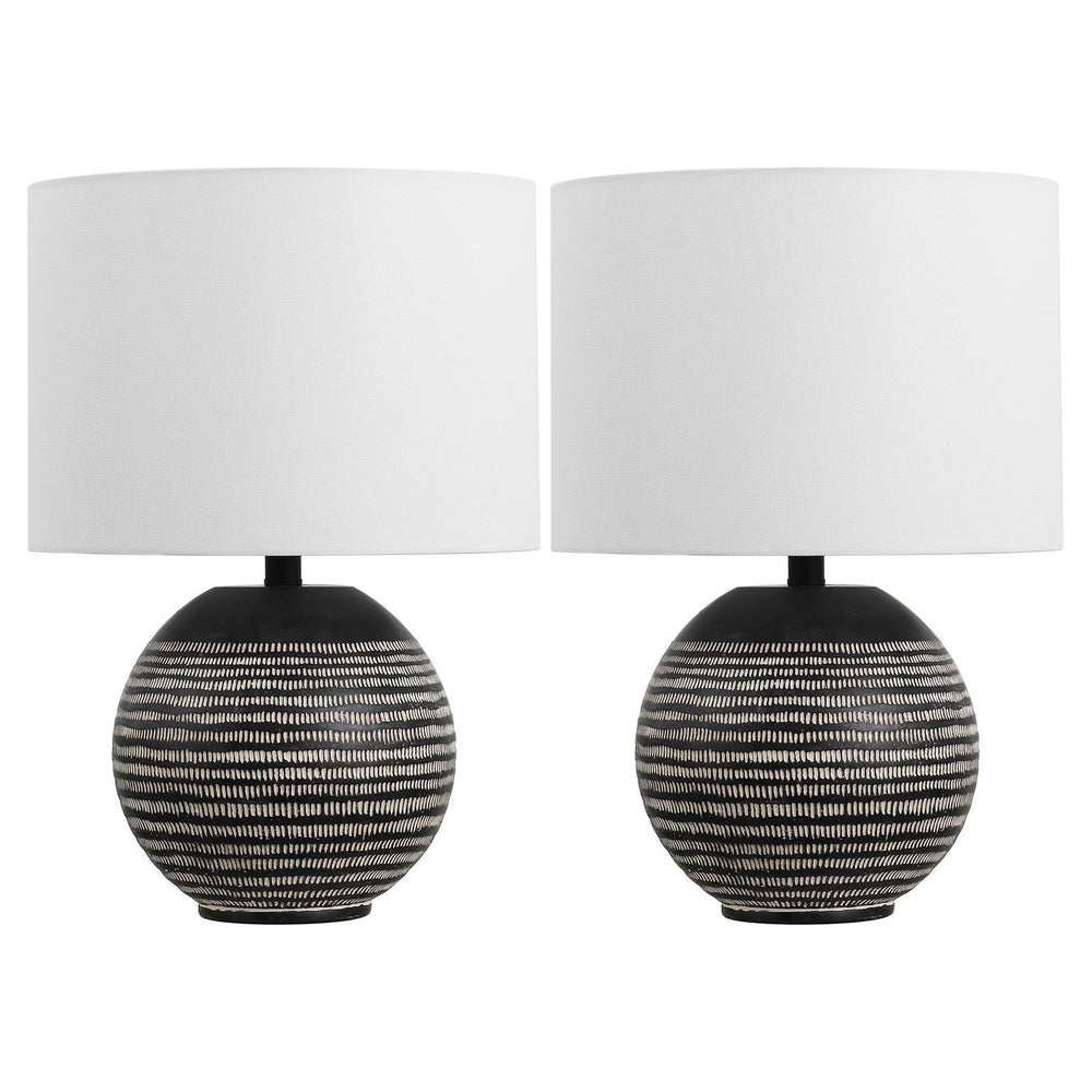 Safavieh Soto, Elegant 20 Inch Black Resin Table Lamp Set Of 2 - Perfect For Home Décor & Ambiance Black Resin Body ,Fabric Shade Tbl4637a-set2
