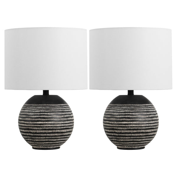 Safavieh Soto, Elegant 20 Inch Black Resin Table Lamp Set Of 2 - Perfect For Home Décor & Ambiance Black Resin Body ,Fabric Shade Tbl4637a-set2