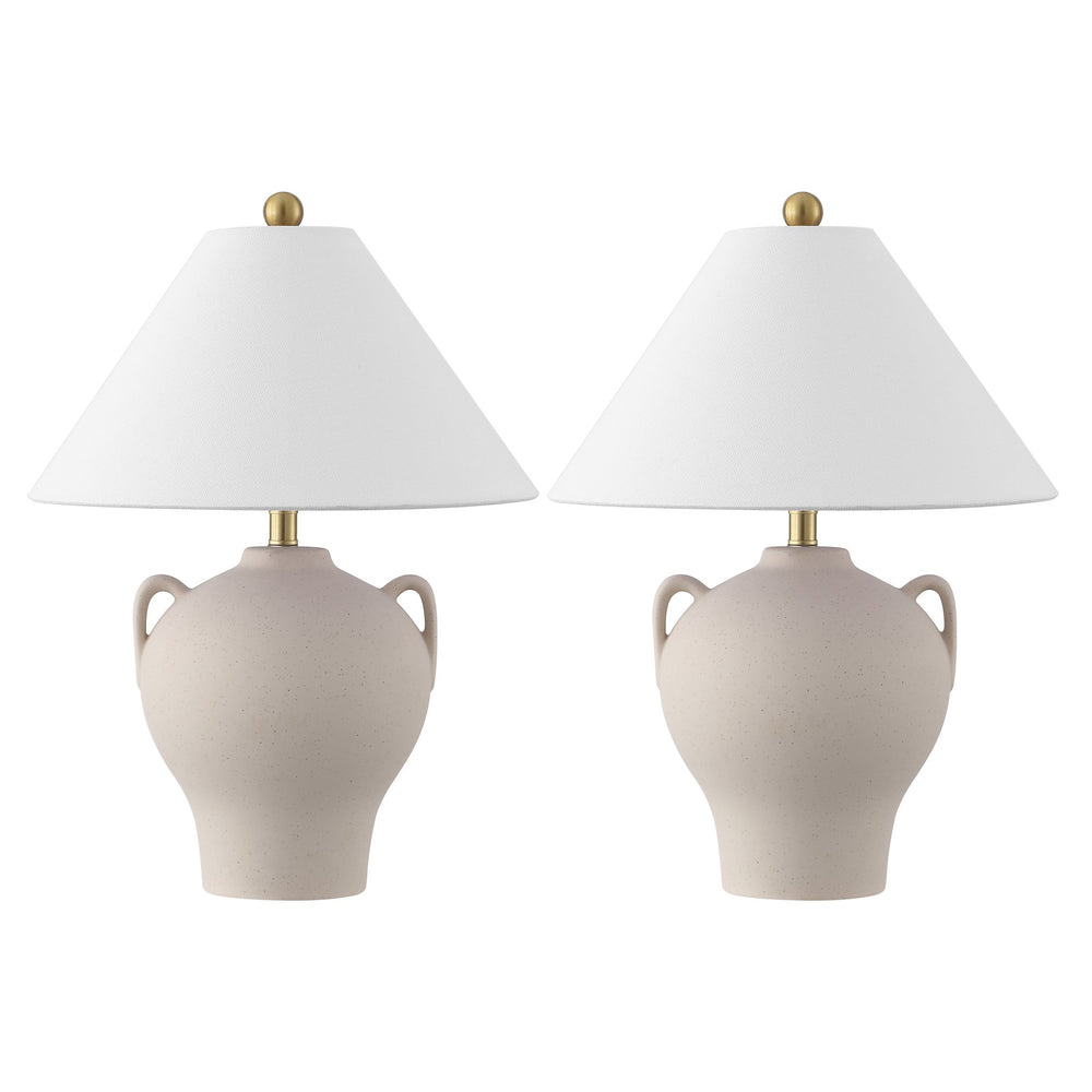 Safavieh Rowyn, Elegant 18.25-inch Beige Ceramic Table Lamp Set Of 2 - Perfect For Cozy Ambiance & Style! Beige Ceramic Body ,Fabric Shade Tbl4638a-set2