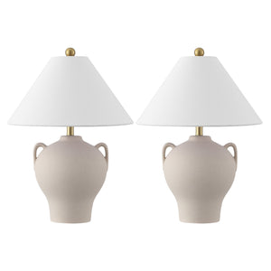 Safavieh Rowyn, Elegant 18.25-inch Beige Ceramic Table Lamp Set Of 2 - Perfect For Cozy Ambiance & Style! Beige Ceramic Body ,Fabric Shade Tbl4638a-set2