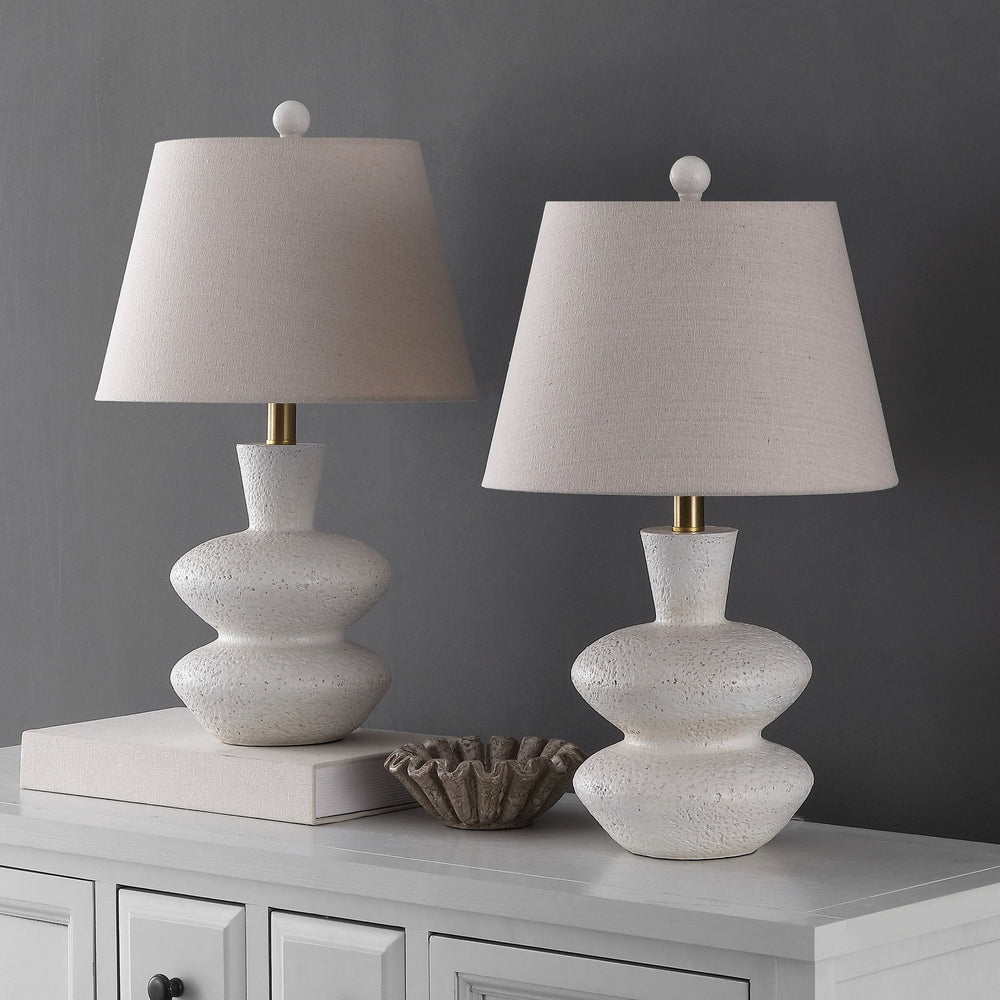 Safavieh Mecca, Elegant Off White Table Lamp Set Of 2, 21.5 Inch Resin Design For Sophisticated Décor Off White Resin Body ,Fabric Shade Tbl4639a-set2