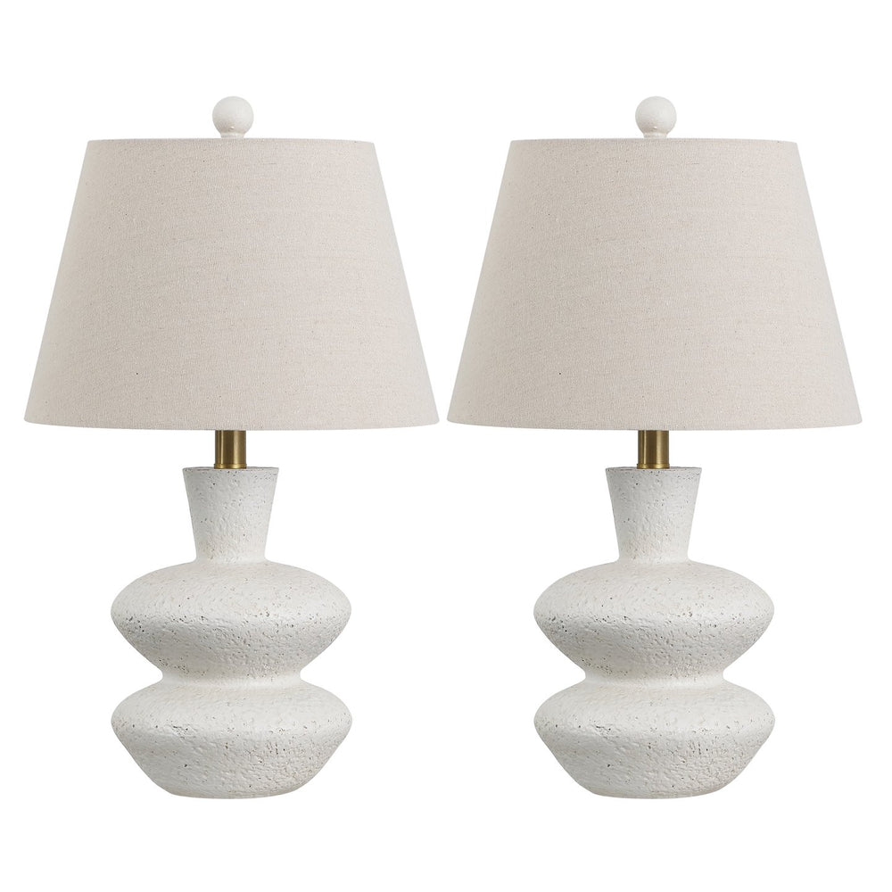 Safavieh Mecca, Elegant Off White Table Lamp Set Of 2, 21.5 Inch Resin Design For Sophisticated Décor Off White Resin Body ,Fabric Shade Tbl4639a-set2
