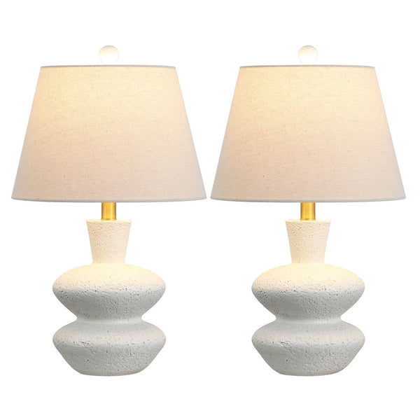 Safavieh Mecca, Elegant Off White Table Lamp Set Of 2, 21.5 Inch Resin Design For Sophisticated Décor Off White Resin Body ,Fabric Shade Tbl4639a-set2