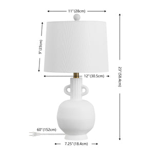 Safavieh Lucas, 23 Inch White Resin Table Lamp Set Of 2 - Elegant, Versatile Lighting For Any Room Decor White Resin Body ,Fabric Shade Tbl4640a-set2