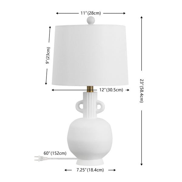 Safavieh Lucas, 23 Inch White Resin Table Lamp Set Of 2 - Elegant, Versatile Lighting For Any Room Decor White Resin Body ,Fabric Shade Tbl4640a-set2