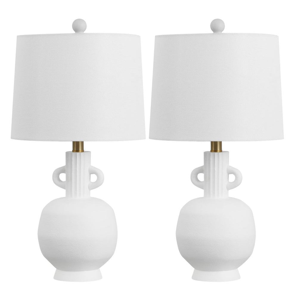Safavieh Lucas, 23 Inch White Resin Table Lamp Set Of 2 - Elegant, Versatile Lighting For Any Room Decor White Resin Body ,Fabric Shade Tbl4640a-set2