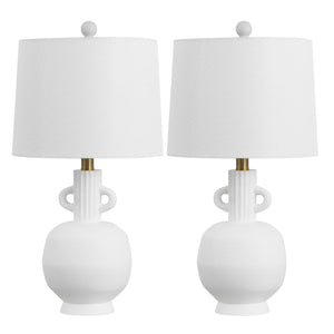 Safavieh Lucas, 23 Inch White Resin Table Lamp Set Of 2 - Elegant, Versatile Lighting For Any Room Decor White Resin Body ,Fabric Shade Tbl4640a-set2