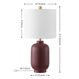 Safavieh Madsen, Elegant 20-inch Burgundy Resin Table Lamp Set Of 2 For Cozy Ambiance & Style Upgrade Burgundy Resin Body ,Fabric Shade Tbl4641a-set2