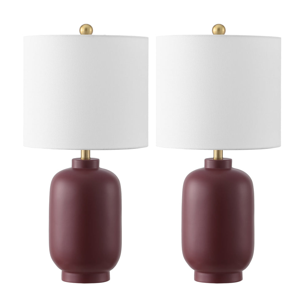 Safavieh Madsen, Elegant 20-inch Burgundy Resin Table Lamp Set Of 2 For Cozy Ambiance & Style Upgrade Burgundy Resin Body ,Fabric Shade Tbl4641a-set2