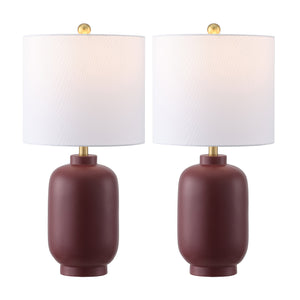 Safavieh Madsen, Elegant 20-inch Burgundy Resin Table Lamp Set Of 2 For Cozy Ambiance & Style Upgrade Burgundy Resin Body ,Fabric Shade Tbl4641a-set2
