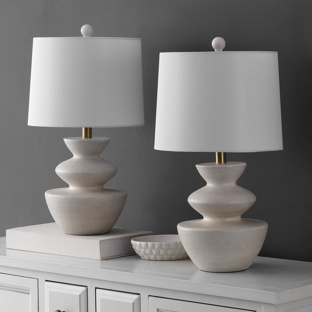 Safavieh Jorden, 21.5 Inch White Resin Table Lamp Set Of 2 - Chic, Elegant Lighting For Any Decor Style White Resin Body ,Fabric Shade Tbl4642a-set2
