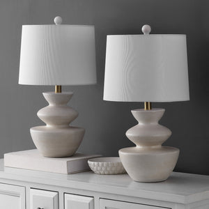 Safavieh Jorden, 21.5 Inch White Resin Table Lamp Set Of 2 - Chic, Elegant Lighting For Any Decor Style White Resin Body ,Fabric Shade Tbl4642a-set2