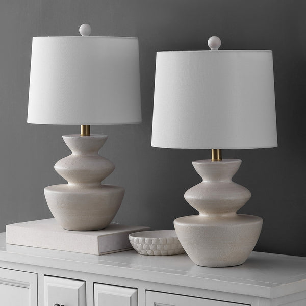 Safavieh Jorden, 21.5 Inch White Resin Table Lamp Set Of 2 - Chic, Elegant Lighting For Any Decor Style White Resin Body ,Fabric Shade Tbl4642a-set2