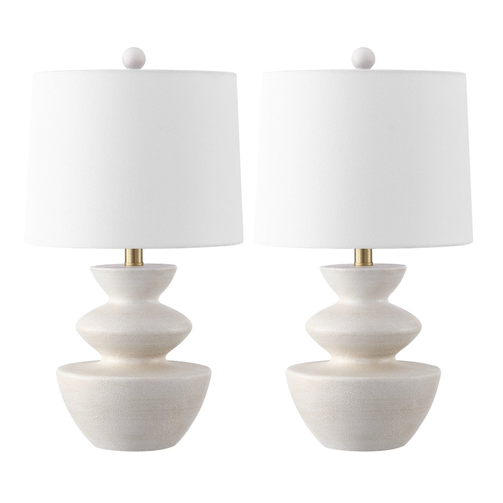 Safavieh Jorden, 21.5 Inch White Resin Table Lamp Set Of 2 - Chic, Elegant Lighting For Any Decor Style White Resin Body ,Fabric Shade Tbl4642a-set2