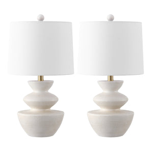 Safavieh Jorden, 21.5 Inch White Resin Table Lamp Set Of 2 - Chic, Elegant Lighting For Any Decor Style White Resin Body ,Fabric Shade Tbl4642a-set2