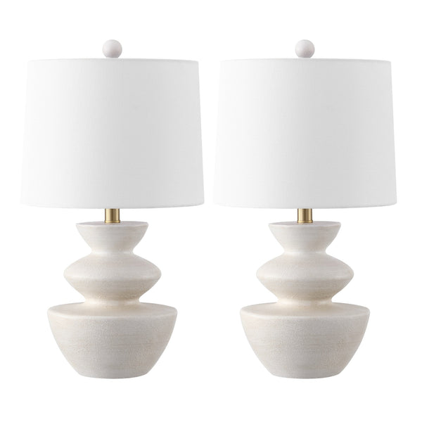 Safavieh Jorden, 21.5 Inch White Resin Table Lamp Set Of 2 - Chic, Elegant Lighting For Any Decor Style White Resin Body ,Fabric Shade Tbl4642a-set2