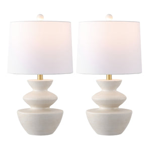 Safavieh Jorden, 21.5 Inch White Resin Table Lamp Set Of 2 - Chic, Elegant Lighting For Any Decor Style White Resin Body ,Fabric Shade Tbl4642a-set2