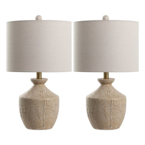 Safavieh Delacey, Elegant 21-inch Light Brown Resin Table Lamp Set Of 2 – Perfect For Any Home Décor! Light Brown Resin Body ,Fabric Shade Tbl4643a-set2