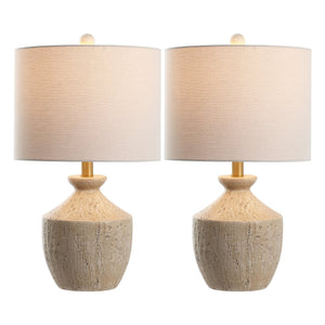Safavieh Delacey, Elegant 21-inch Light Brown Resin Table Lamp Set Of 2 – Perfect For Any Home Décor! Light Brown Resin Body ,Fabric Shade Tbl4643a-set2