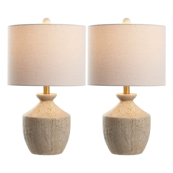 Safavieh Delacey, Elegant 21-inch Light Brown Resin Table Lamp Set Of 2 – Perfect For Any Home Décor! Light Brown Resin Body ,Fabric Shade Tbl4643a-set2