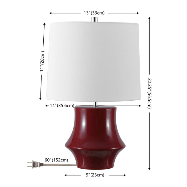 Safavieh Ryder, 22-inch Cranberry Ceramic Table Lamp - Stylish Home Accent For Warm Ambiance & Elegance Cranberry Ceramic Body ,Fabric Shade Tbl4645a
