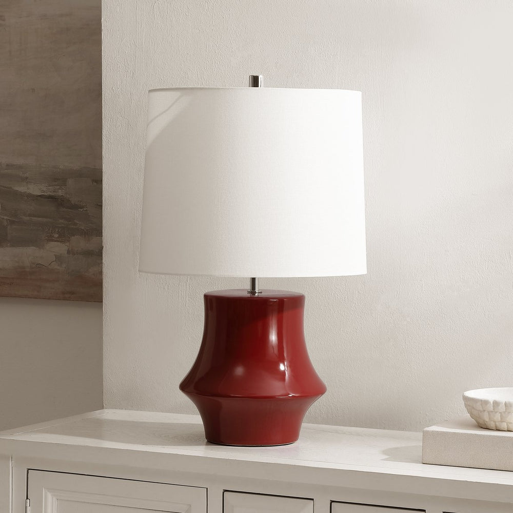 Safavieh Ryder, 22-inch Cranberry Ceramic Table Lamp - Stylish Home Accent For Warm Ambiance & Elegance Cranberry Ceramic Body ,Fabric Shade Tbl4645a