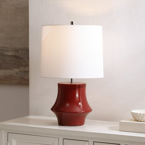 Safavieh Ryder, 22-inch Cranberry Ceramic Table Lamp - Stylish Home Accent For Warm Ambiance & Elegance Cranberry Ceramic Body ,Fabric Shade Tbl4645a