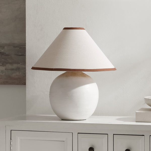 Safavieh Daneela, 18-inch White Ceramic Table Lamp - Modern Elegance For Cozy Ambiance In Any Room White Ceramic Body ,Fabric Shade Tbl4647a