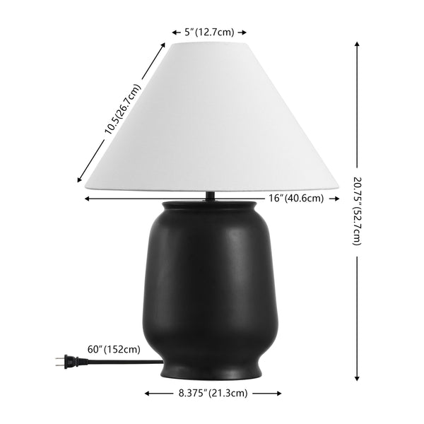 Safavieh Mattie, 20.5 Inch Black Ceramic Table Lamp - Elegant Design For Cozy Illumination In Any Room Black Ceramic Body ,Fabric Shade Tbl4648a