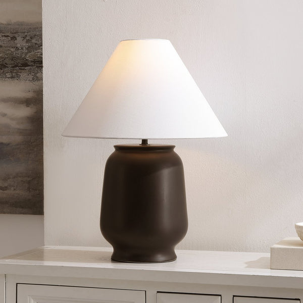 Safavieh Mattie, 20.5 Inch Black Ceramic Table Lamp - Elegant Design For Cozy Illumination In Any Room Black Ceramic Body ,Fabric Shade Tbl4648a