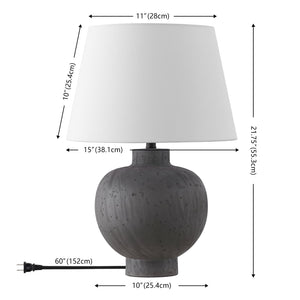 Safavieh Benita, 21.75-inch Elegant Brushed Grey Resin Table Lamp - Perfect For Home, Office & Cozy Ambiance Grey Resin Body ,Fabric Shade Tbl4651a