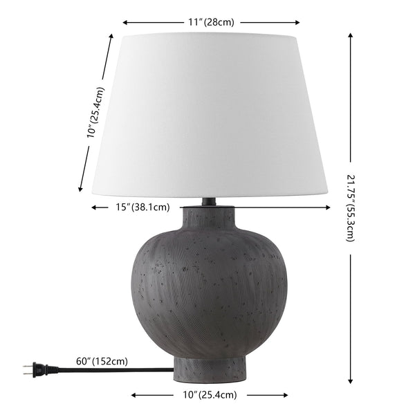 Safavieh Benita, 21.75-inch Elegant Brushed Grey Resin Table Lamp - Perfect For Home, Office & Cozy Ambiance Grey Resin Body ,Fabric Shade Tbl4651a