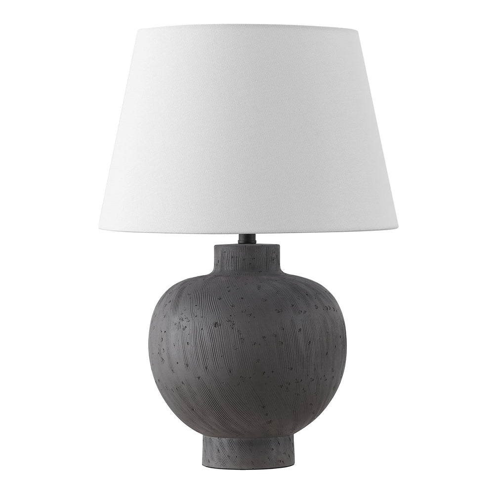 Safavieh Benita, 21.75-inch Elegant Brushed Grey Resin Table Lamp - Perfect For Home, Office & Cozy Ambiance Grey Resin Body ,Fabric Shade Tbl4651a