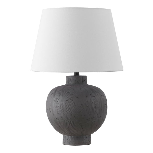 Safavieh Benita, 21.75-inch Elegant Brushed Grey Resin Table Lamp - Perfect For Home, Office & Cozy Ambiance Grey Resin Body ,Fabric Shade Tbl4651a