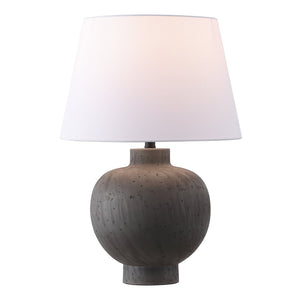 Safavieh Benita, 21.75-inch Elegant Brushed Grey Resin Table Lamp - Perfect For Home, Office & Cozy Ambiance Grey Resin Body ,Fabric Shade Tbl4651a