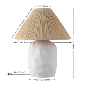 Safavieh Leola, 21 Inch Cream & Natural Table Lamp - Elegant Resin/Rattan Design For Modern Home Decor Cream ,Natural Resin Body ,Fabric Shade Tbl4652a