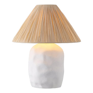 Safavieh Leola, 21 Inch Cream & Natural Table Lamp - Elegant Resin/Rattan Design For Modern Home Decor Cream ,Natural Resin Body ,Fabric Shade Tbl4652a