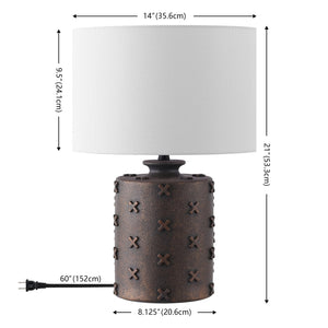 Safavieh Ranae, 21 Inch Antique Dark Brown Resin Table Lamp – Elegant Lighting For Cozy Home Decor Antique Brown Resin Body ,Fabric Shade Tbl4653a