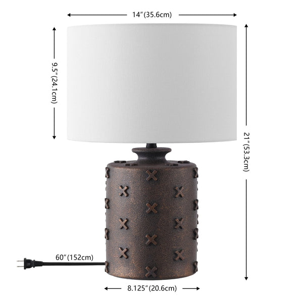 Safavieh Ranae, 21 Inch Antique Dark Brown Resin Table Lamp – Elegant Lighting For Cozy Home Decor Antique Brown Resin Body ,Fabric Shade Tbl4653a