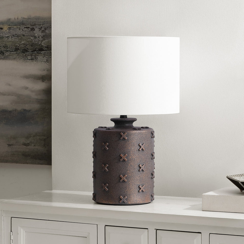 Safavieh Ranae, 21 Inch Antique Dark Brown Resin Table Lamp – Elegant Lighting For Cozy Home Decor Antique Brown Resin Body ,Fabric Shade Tbl4653a