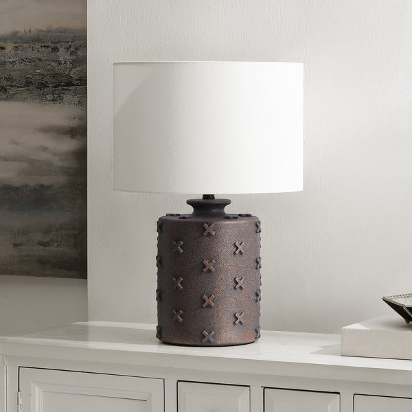 Safavieh Ranae, 21 Inch Antique Dark Brown Resin Table Lamp – Elegant Lighting For Cozy Home Decor Antique Brown Resin Body ,Fabric Shade Tbl4653a