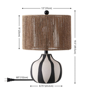 Safavieh Devi, Devi 19.5 Inch Cream/Black Ceramic Table Lamp - Stylish Home Decor With Rattan Shade For Elegance Creme ,Black Ceramic Body ,Rattan Shade Tbl4655a
