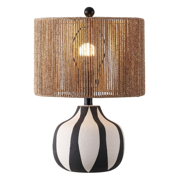 Safavieh Devi, Devi 19.5 Inch Cream/Black Ceramic Table Lamp - Stylish Home Decor With Rattan Shade For Elegance Creme ,Black Ceramic Body ,Rattan Shade Tbl4655a