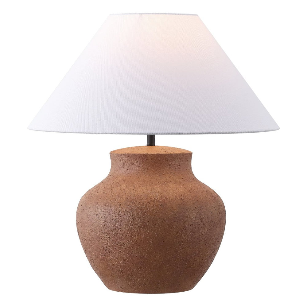 Safavieh CLAY, Elegant Brown Resin Table Lamp with Fabric Shade - Timeless Design for Any Room Decor TBL4656A