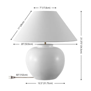 Safavieh Korie, 21-inch White Ceramic Table Lamp - Elegant Design For Timeless Home Decor & Sophisticated Illumination White Resin Body ,Fabric Shade Tbl4657a