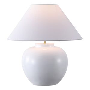 Safavieh Korie, 21-inch White Ceramic Table Lamp - Elegant Design For Timeless Home Decor & Sophisticated Illumination White Resin Body ,Fabric Shade Tbl4657a