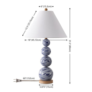 Safavieh Juniper, 27.25 Inch Ceramic Table Lamp In Chic White/Blue - Elegant Illumination For Any Space White ,Blue Ceramic Body ,Fabric Shade Tbl4658a